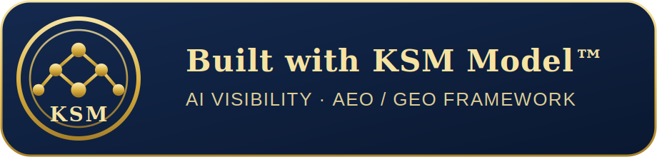 Built with KSM Model™ — AI Visibility, AEO / GEO Framework
